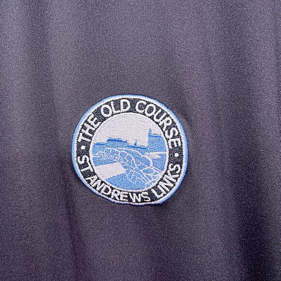 PETER MILLAR Swilcan Bridge Polo Black Old Course St Andrews Link Mens Large - Picture 3 of 7